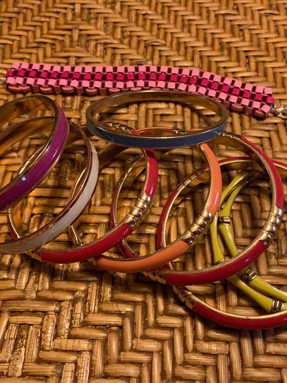 10 Colorful Collection of Enameled Stackable Bangle Bracelets